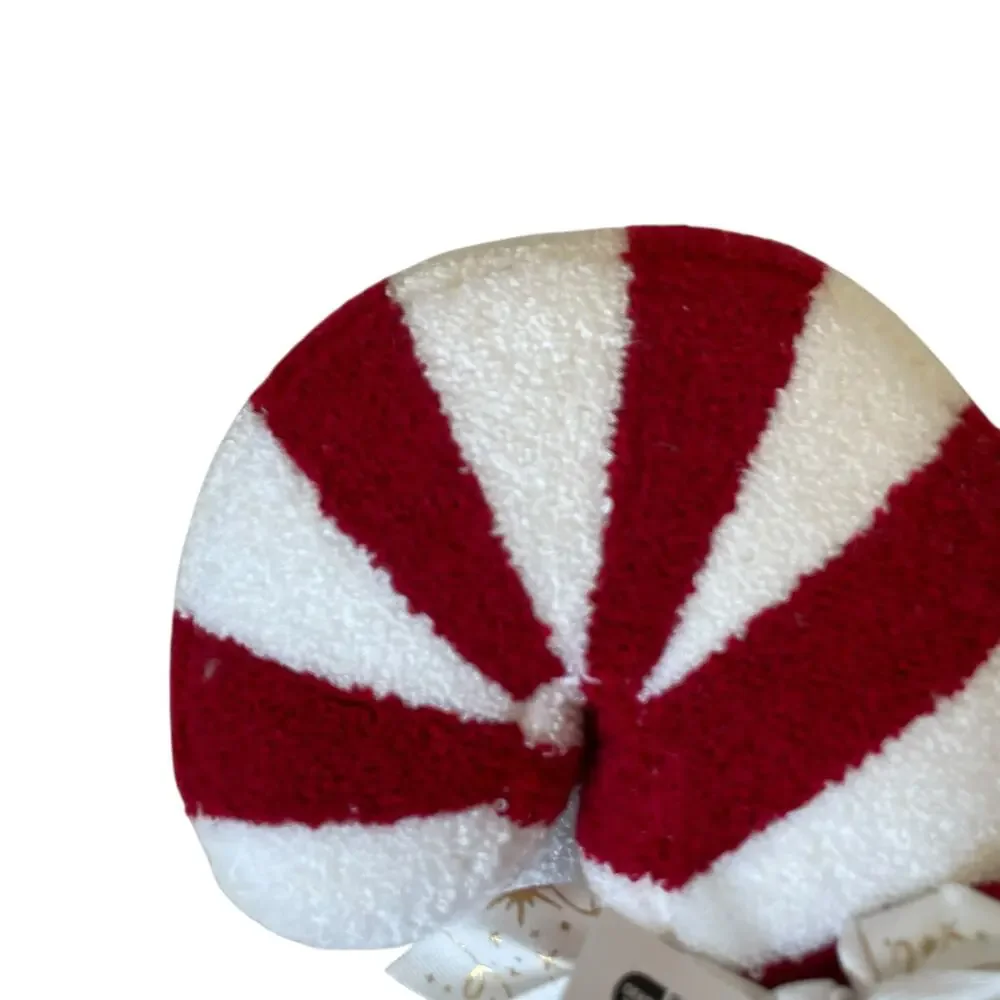 Christmas Candy Cane Pillow PAIR 16in Cynthia Rowley Red & White Striped New